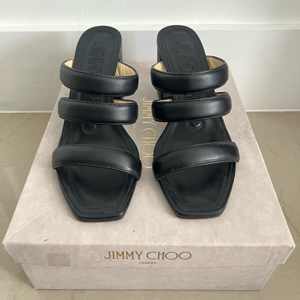 Jimmy Choo Black Leather Sandals